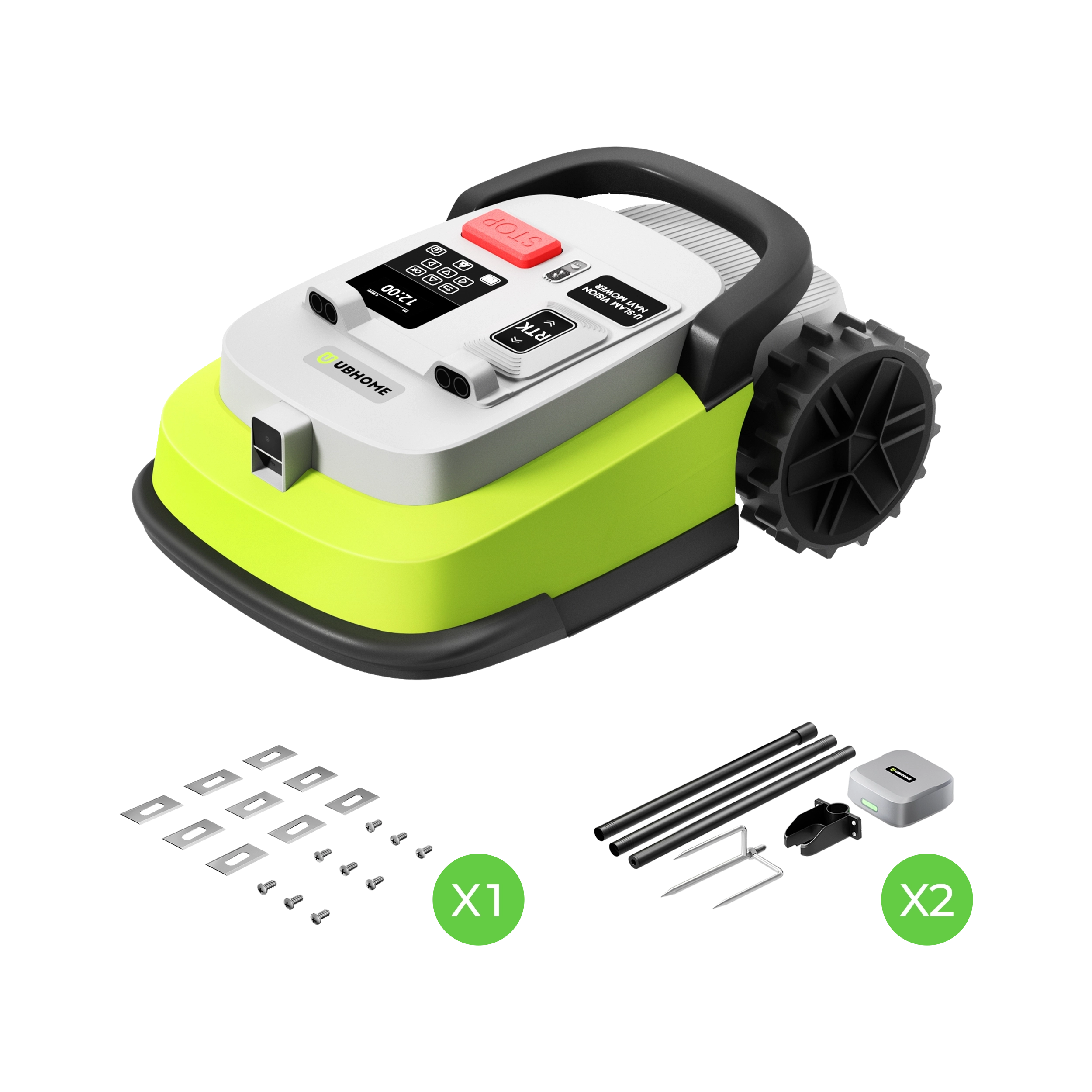 UBHOME M10 Robot Mower Bundle Two Reference Station Kits and One-Bag of Cutting Blades